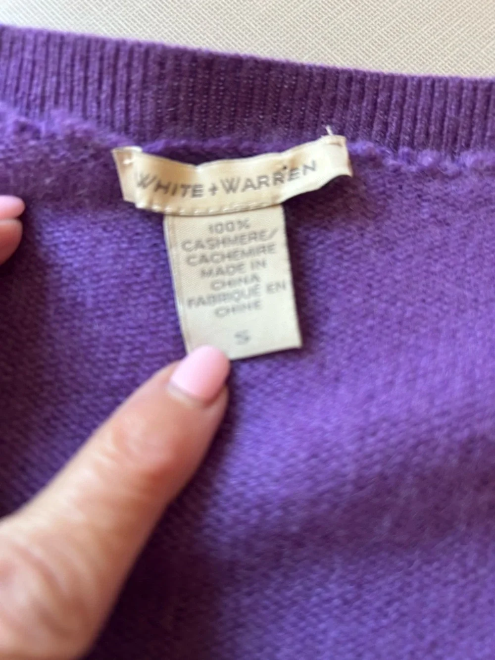 White + Warren Cashmere Purple Button Cardigan Size Small - Picture 3 of 9